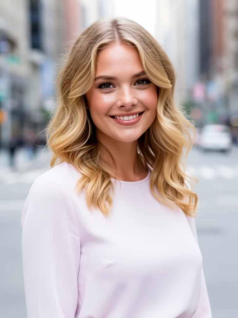 Long Soft Sandy Blonde Layers with Medium Volume